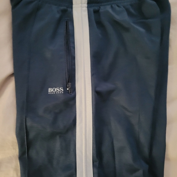 Hugo Boss Interlock Jersey Drawstring Joggers L Blue w Gray Stripe L - Picture 3 of 11